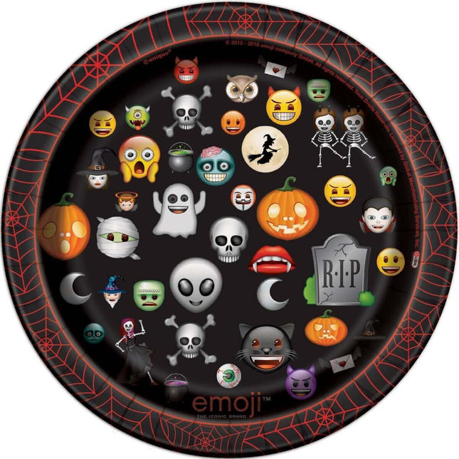 7" Emoji Halloween Paper Dessert Plates (8ct) - SKU:50844 - UPC:011179508440 - Party Expo