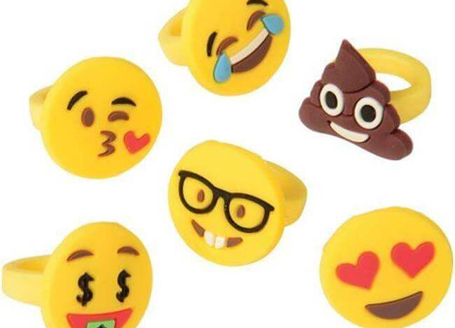Emoji & Smile Emoticon Rings - SKU:JA844 - UPC:049392295632 - Party Expo