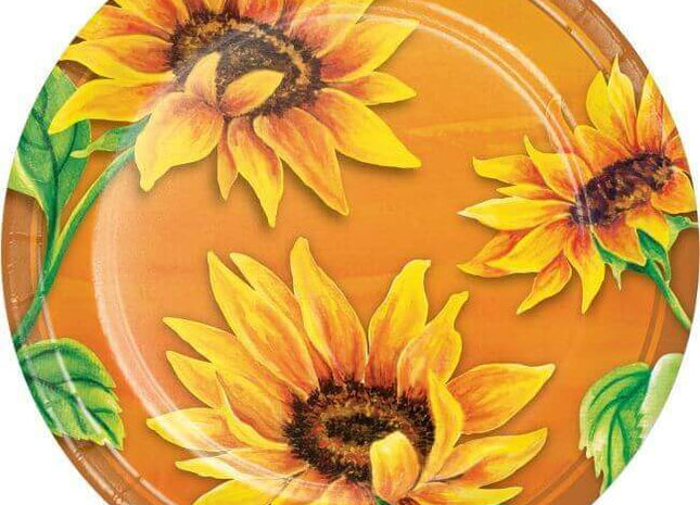 Fall Sunflower - 9" Dinner Plates (16ct) - SKU:333344 - UPC:039938523633 - Party Expo