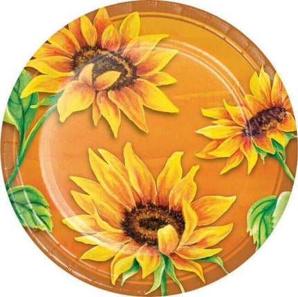 Fall Sunflower - 9" Dinner Plates (16ct) - SKU:333344 - UPC:039938523633 - Party Expo