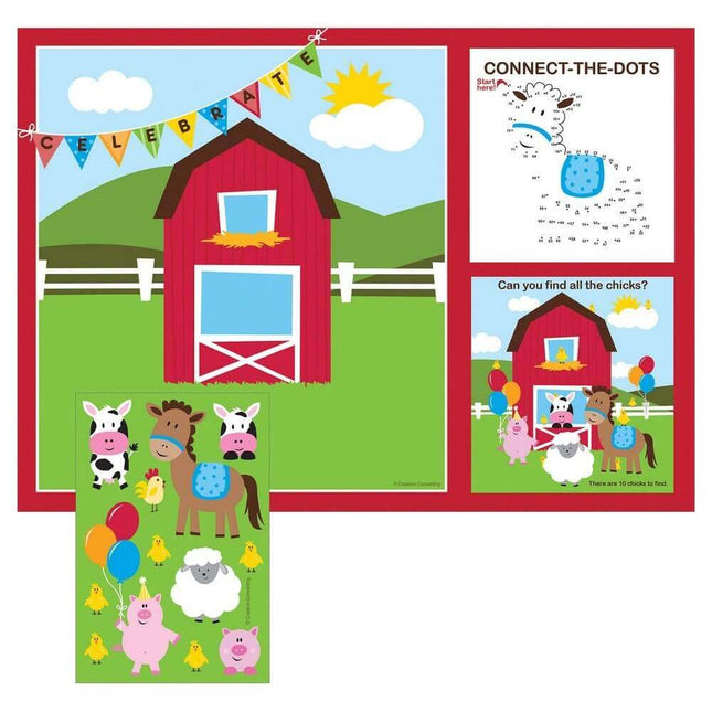 Farmhouse Fun Placemat with Stickers - SKU:865506 - UPC:039938112691 - Party Expo