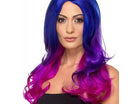 Fashion Ombre Wig Wavy, Long, Blue & Pink - SKU:48906 - UPC:5020570478721 - Party Expo