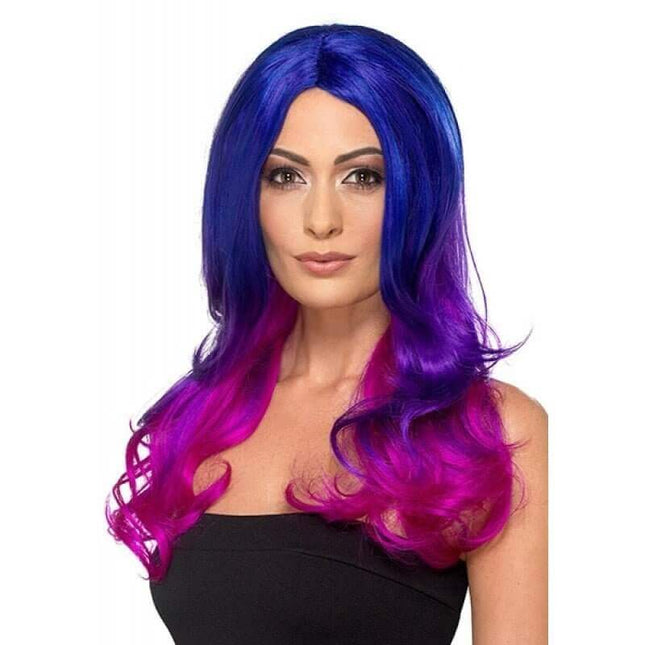 Fashion Ombre Wig Wavy, Long, Blue & Pink - SKU:48906 - UPC:5020570478721 - Party Expo