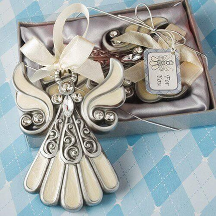 FashionCraft Shimmering Ivory-Inlaid Enamel Angel Ornament in Gift-Box - SKU:8637 - UPC:638054086376 - Party Expo