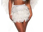 Feather Mini Skirt Two Piece Set - White (Small/Medium) - SKU:30626SM - UPC:8432481574220 - Party Expo