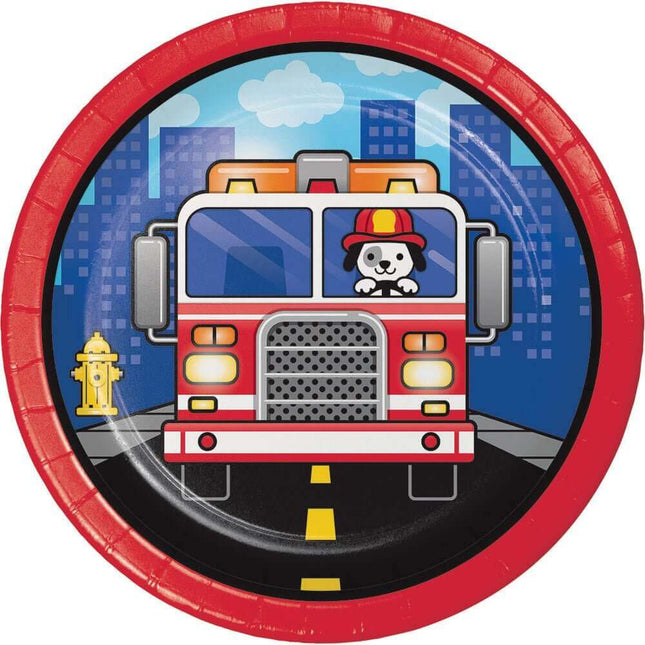 Flaming Fire Truck 7" Plates - SKU:331499 - UPC:039938500313 - Party Expo