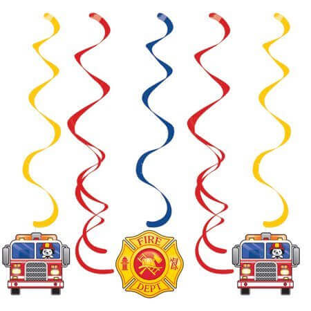 Flaming Fire Truck Dizzy Danglers Foil - SKU:332204 - UPC:039938508043 - Party Expo