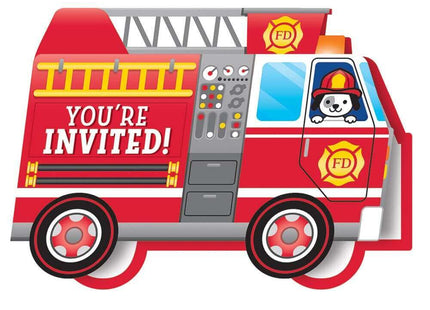 Flaming Fire Truck Invite - SKU:332200 - UPC:039938508005 - Party Expo