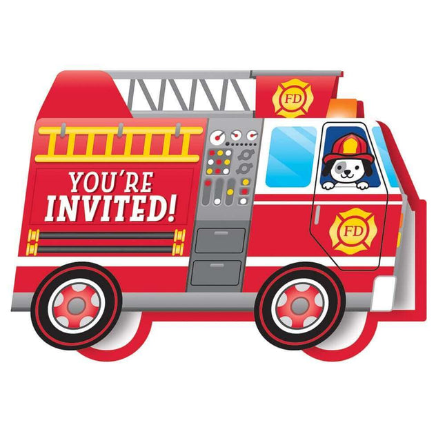 Flaming Fire Truck Invite - SKU:332200 - UPC:039938508005 - Party Expo