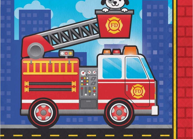 Flaming Fire Truck Lunch Napkins - SKU:331502 - UPC:039938500344 - Party Expo