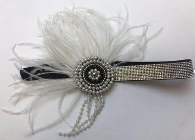 Flapper Headband White /Silver - SKU:HB130 - UPC:831687034510 - Party Expo