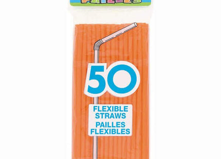 Flex Straws Pumpkin Orange 50ct - SKU:91248 - UPC:011179912483 - Party Expo