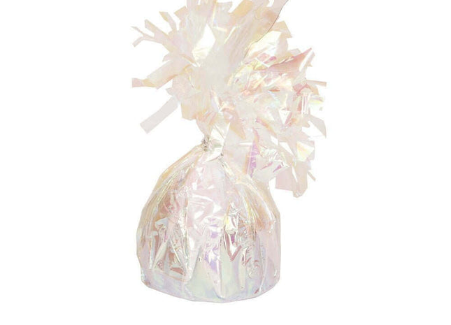 Foil Balloon Weight - White Iridescent - SKU:84381 - UPC:708450603672 - Party Expo
