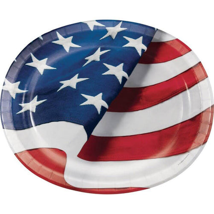 Freedoms Flag Oval Plates - SKU:327199 - UPC:039938448257 - Party Expo