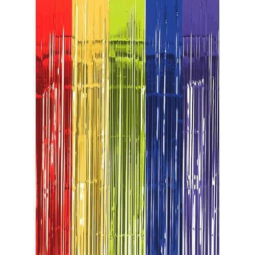 Fringe Foil Door Curtain - Multicolor - SKU:242000.9 - UPC:048419602224 - Party Expo
