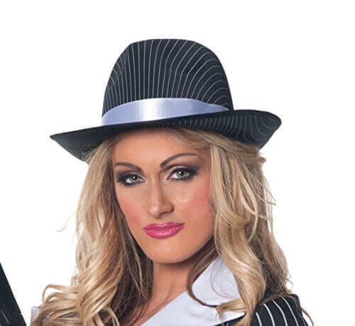 Gangster Pin Stripped Hat - SKU:29652 OS - UPC:843248124004 - Party Expo