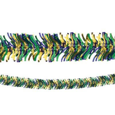 Garland Wavy Tinsel Purple Green Gold - Party Expo