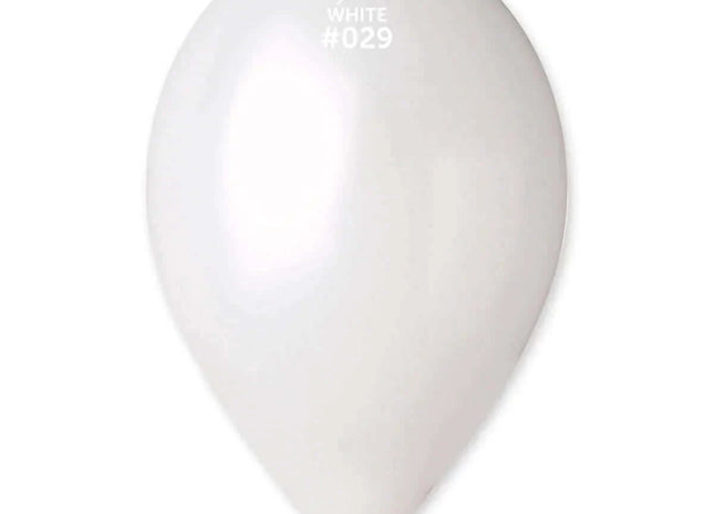 Gemar - 12" Metal White Metallic Latex Balloons #029 (50pcs) - SKU:112900 - UPC:8021886112900 - Party Expo