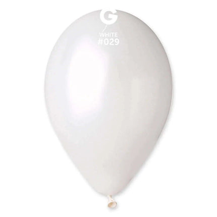 Gemar - 12" Metal White Metallic Latex Balloons #029 (50pcs) - SKU:112900 - UPC:8021886112900 - Party Expo