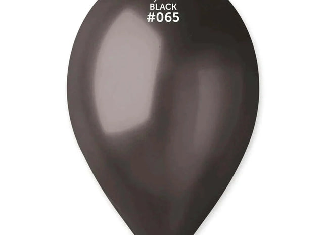 Gemar - 12" Metallic Black Latex Balloons #065 (50pcs) - SKU:#065 - UPC:8021886116502 - Party Expo