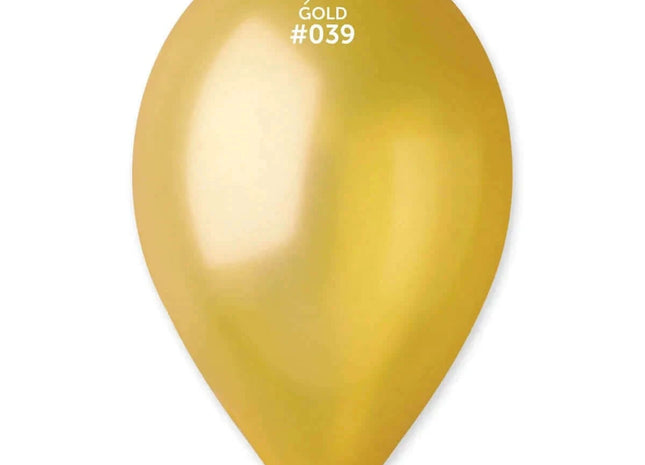 Gemar - 12" Metallic Gold Latex Balloons #039 (50pcs) - SKU:113907 - UPC:8021886113907 - Party Expo