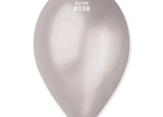 Gemar - 12" Metallic Silver Latex Balloons #038 (50pcs) - SKU:113808 - UPC:8021886113808 - Party Expo