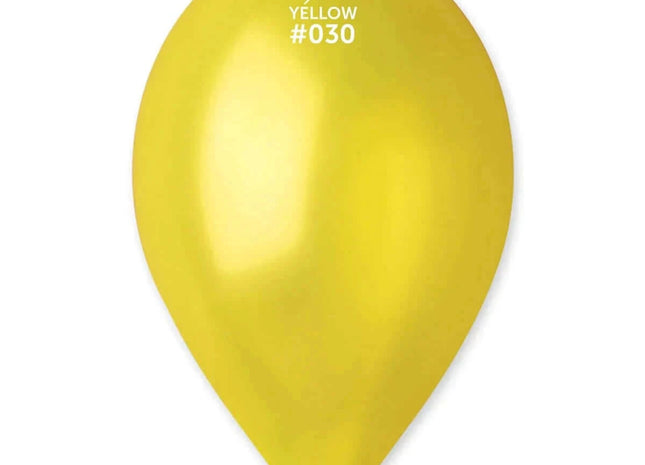 Gemar - 12" Metallic Yellow Latex Balloons #030 (50pcs) - SKU: - UPC:8021886113006 - Party Expo