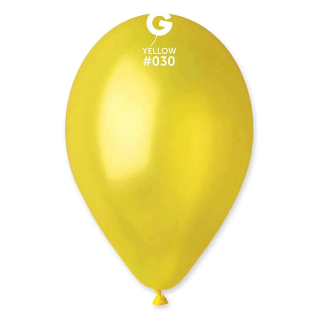 Gemar - 12" Metallic Yellow Latex Balloons #030 (50pcs) - SKU: - UPC:8021886113006 - Party Expo