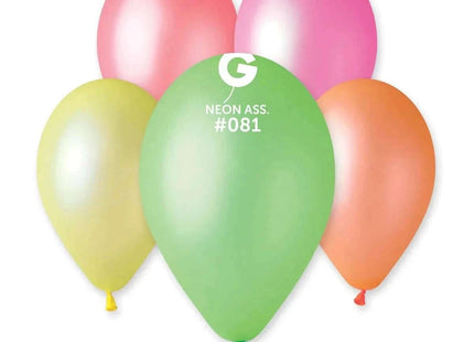 Gemar - 12" Neon Assorted Latex Balloons #081 (50pcs) - SKU:118100 - UPC:8021886118100 - Party Expo