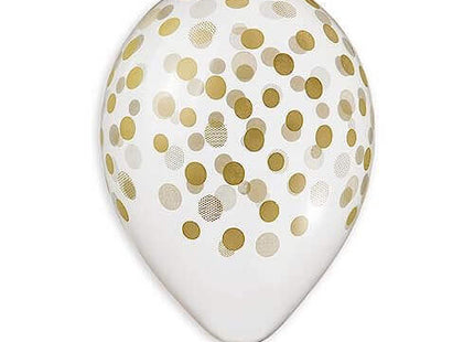 Gemar - 13" Crystal Clear Gold Confetti Latex Balloons #000 (50pcs) - SKU:#752 - UPC:8021886924633 - Party Expo