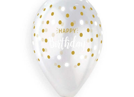 Gemar - 13' Happy Birthday & Golden Dots Crystal Latex Balloons #1041 (50pcs) - SKU:940664 - UPC:8021886940664 - Party Expo