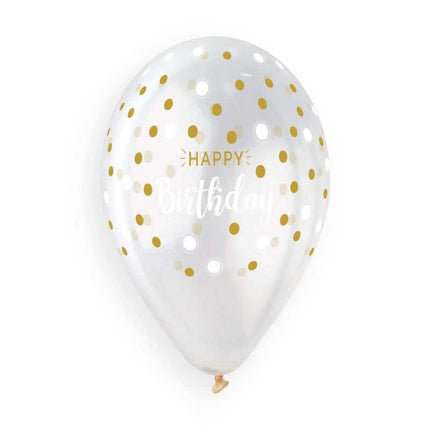 Gemar - 13' Happy Birthday & Golden Dots Crystal Latex Balloons #1041 (50pcs) - SKU:940664 - UPC:8021886940664 - Party Expo