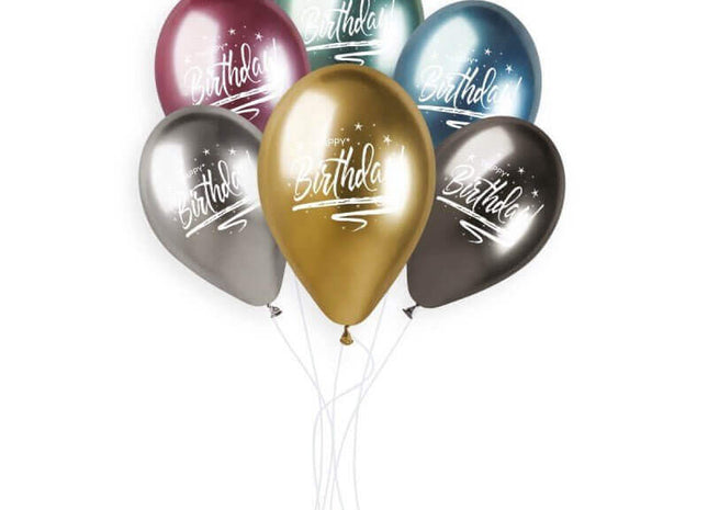 Gemar - 13" Shiny Happy Birthday Assorted Latex Balloons #798 (25pcs) - SKU:939774 - UPC:8021886939774 - Party Expo