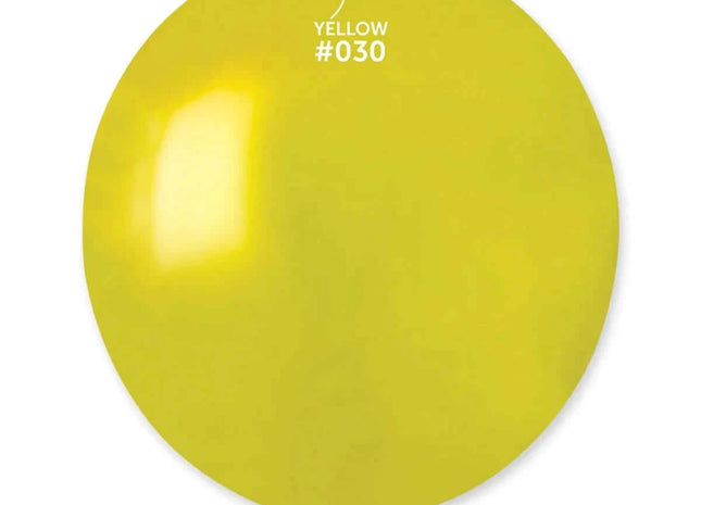 Gemar - 19" Metallic Yellow Latex Balloons #030 (25pcs) - SKU:153057 - UPC:8021886153057 - Party Expo