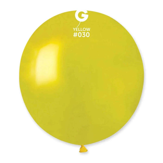 Gemar - 19" Metallic Yellow Latex Balloons #030 (25pcs) - SKU:153057 - UPC:8021886153057 - Party Expo