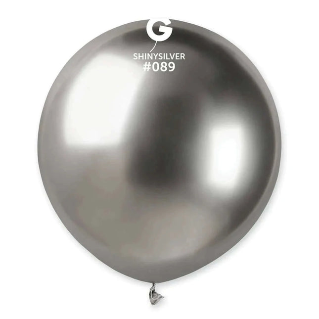 Gemar - 19" Shiny Silver Latex Balloons #089 (25pcs) - SKU:158953 - UPC:8021886158953 - Party Expo