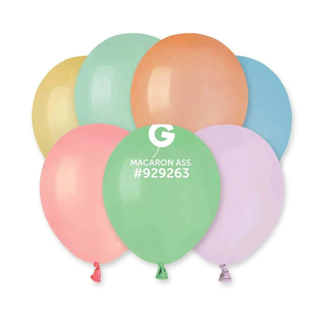 Gemar - 5" Macaron Assortment Latex Balloons #929263 (100pcs) - SKU:929263 - UPC:8021886929263 - Party Expo