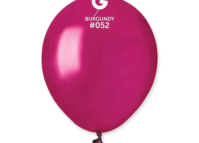 Gemar - 5" Metallic Burgundy Latex Balloons #052 (100pcs) - SKU: - UPC:8021886055214 - Party Expo