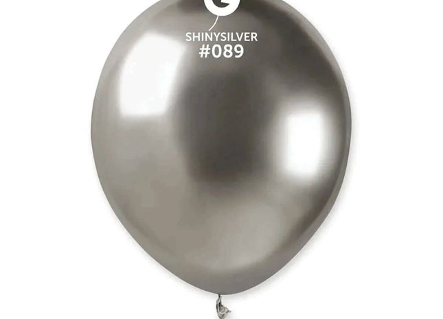 Gemar - 5" Shiny Silver Latex Balloons #089 (50pcs) - SKU:058901 - UPC:8021886058901 - Party Expo