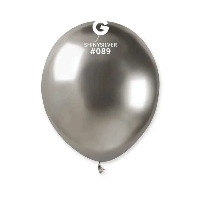 Gemar - 5" Shiny Silver Latex Balloons #089 (50pcs) - SKU:058901 - UPC:8021886058901 - Party Expo