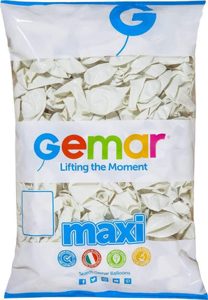 Gemar - Maxi 12" White Latex Balloons (500pcs) - SKU:110197* - UPC:8021886110197 - Party Expo