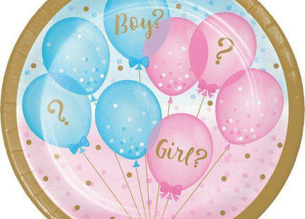 Gender Reveal - 7" Balloon Print Dessert Paper Plates (8ct) - SKU:336065 - UPC:039938557607 - Party Expo