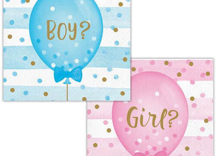 Gender Reveal - Balloon Print Beverage Napkins (16ct) - SKU:336067 - UPC:039938557621 - Party Expo