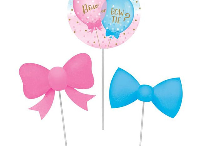 Gender Reveal - Balloon Print Centerpiece Sticks (3pcs) - SKU:336684 - UPC:039938567682 - Party Expo
