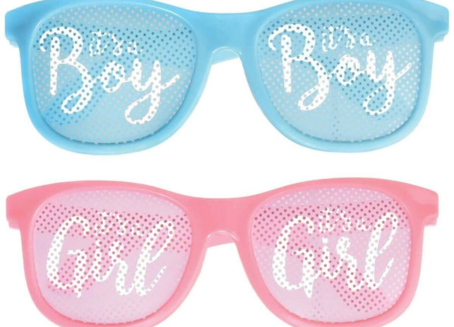 Gender Reveal - "Girl or Boy" Glasses (10ct) - SKU:2500026 - UPC:192937216064 - Party Expo