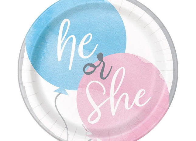 Gender Reveal - 7" Party Plates (8ct) - SKU:76084 - UPC:011179760848 - Party Expo