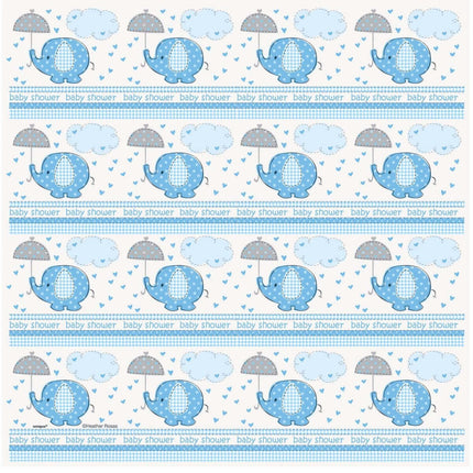 Gift Wrap Umbrellaphants Blue - SKU:41720 - UPC:011179417209 - Party Expo