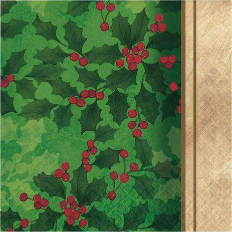 Gilded Holly Lunch Napkins - SKU:325170 - UPC:039938424619 - Party Expo