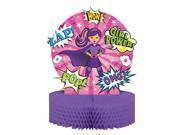 Girl Superhero Honeycomb Shape Centerpiece - SKU:332398 - UPC:039938511043 - Party Expo