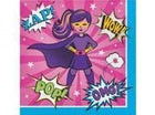 Girl Superhero Lunch Napkins - SKU:332394 - UPC:039938511005 - Party Expo